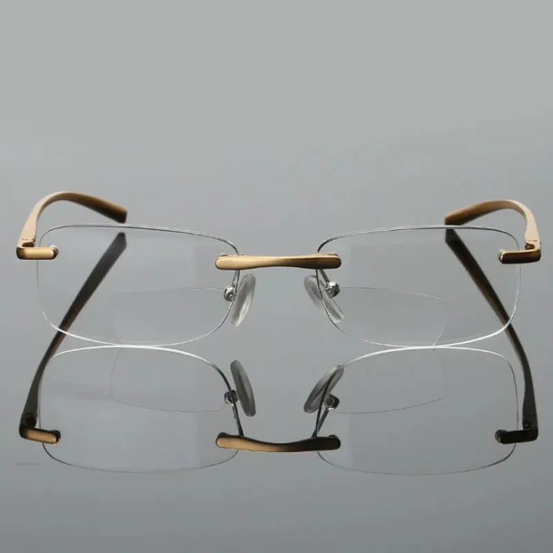 Belmon Unisex Rimless Square Aluminum Magnesium Bifocal Reading Glasses Rs341