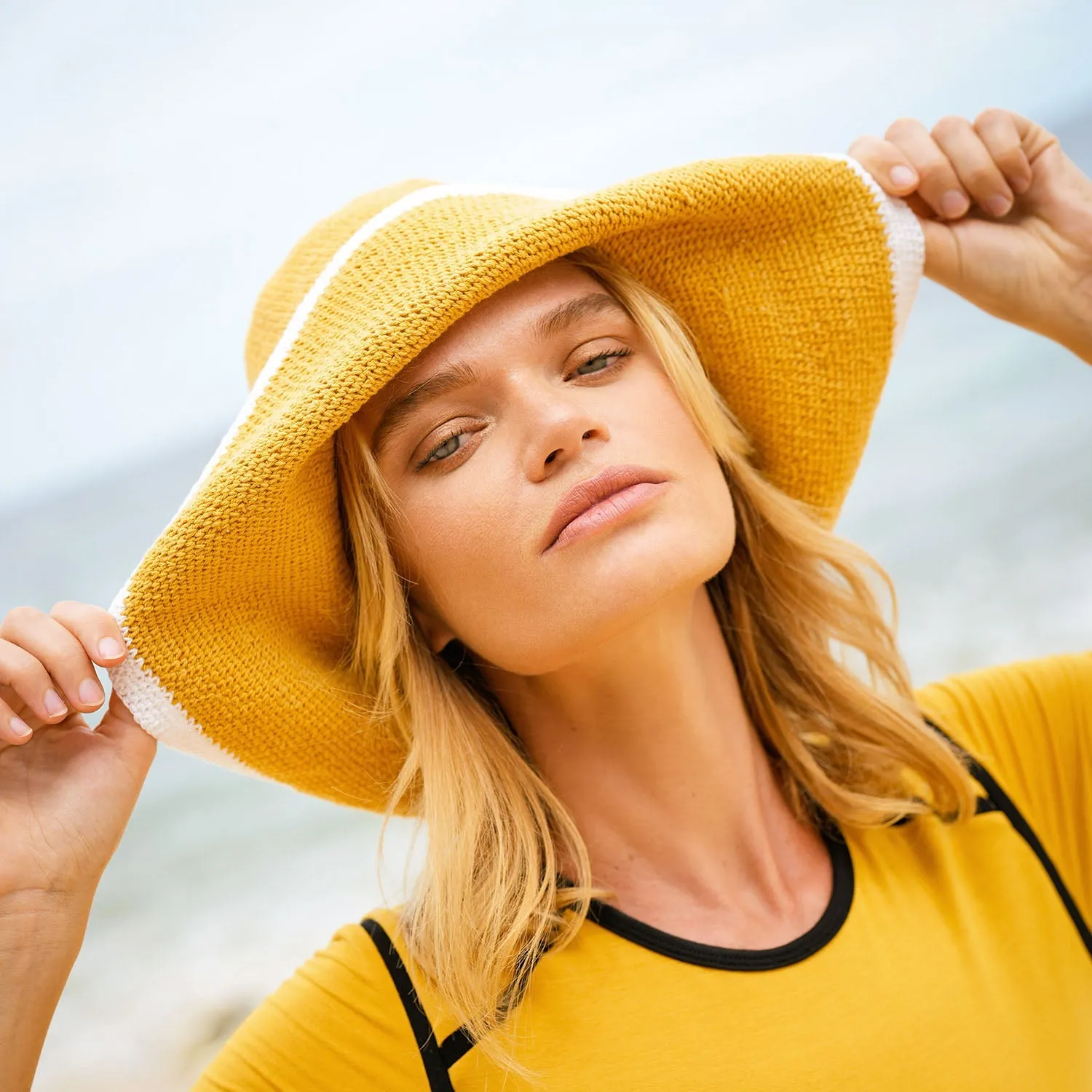 BLOOM LINE Crochet Sun Hat In Canary Yellow by BrunnaCo