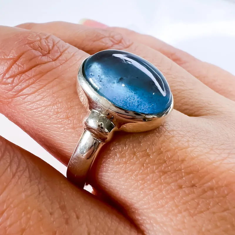 Blue Aquamarine Sterling Silver Ring