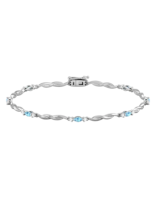 Blue Topaz Bracelet - 10ct White Gold Blue Topaz & Diamond Bracelet - 787943