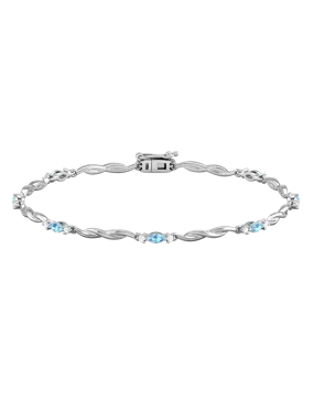 Blue Topaz Bracelet - 10ct White Gold Blue Topaz & Diamond Bracelet - 787943