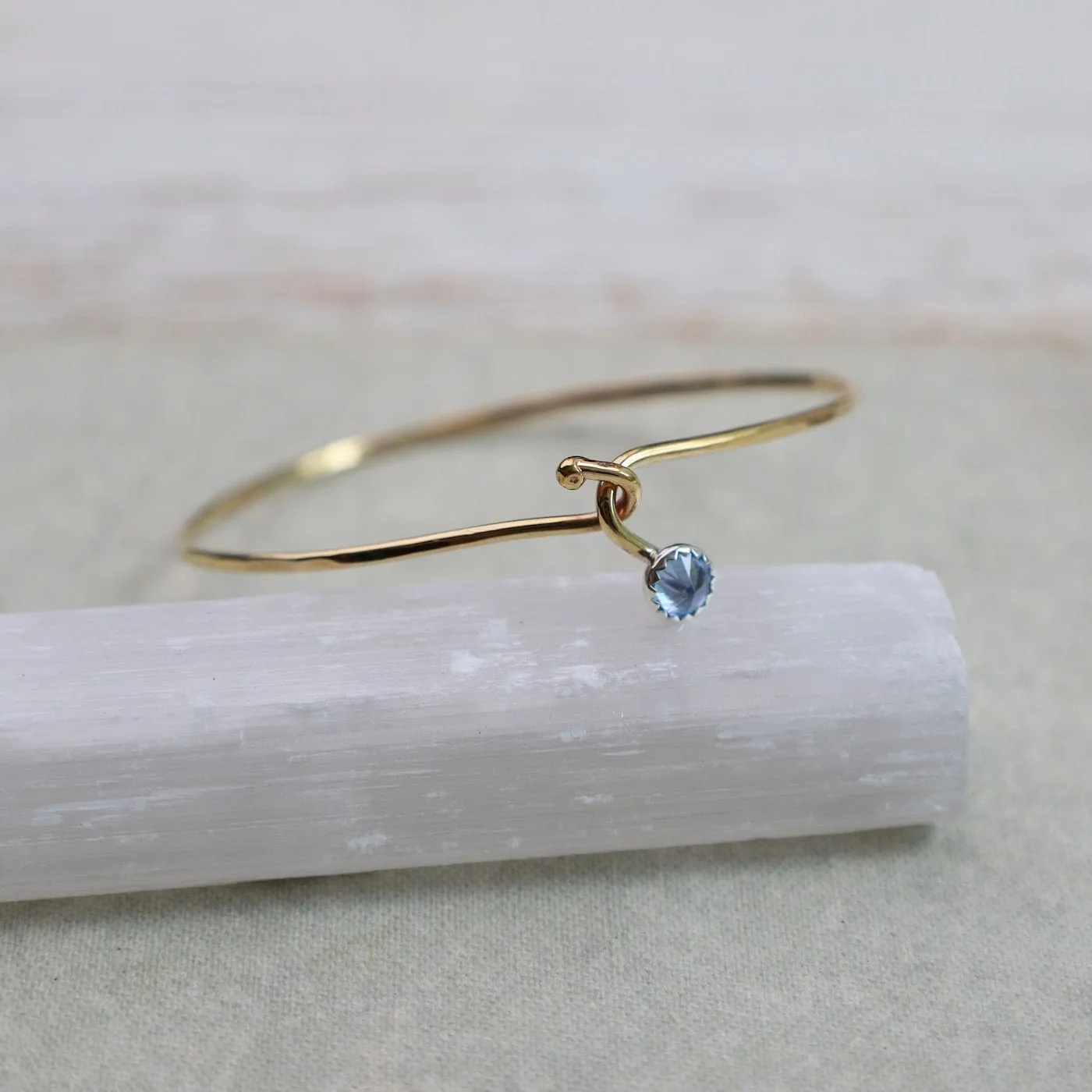 Blue Topaz Dew Drop Brass Bracelet