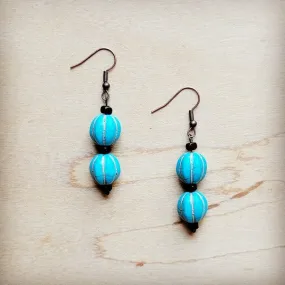 Blue Turquoise Melon Bead Earrings - The Jewelry Junkie