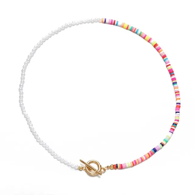 Bohemian Colorful Seed Bead Shell Choker Necklace Statement Short Collar Clavicle Chain Necklace for Women Female Boho Jewelry