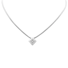 Boodles Princess Cut Diamond Pendant 16" Necklace - Platinum