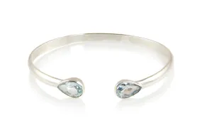 Bracelet - Bangle Sterling Silver & Blue Topaz