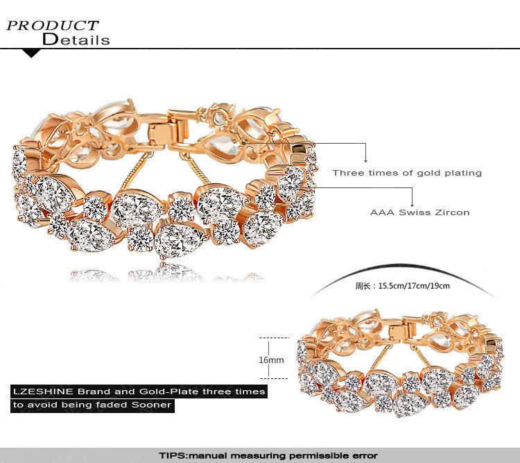 Bracelets & Bangles 2015 New Design Colorful AAA Zircon Bracelet 18K Gold/Rose Gold Plate Women Bracelet Fashion Jewelry