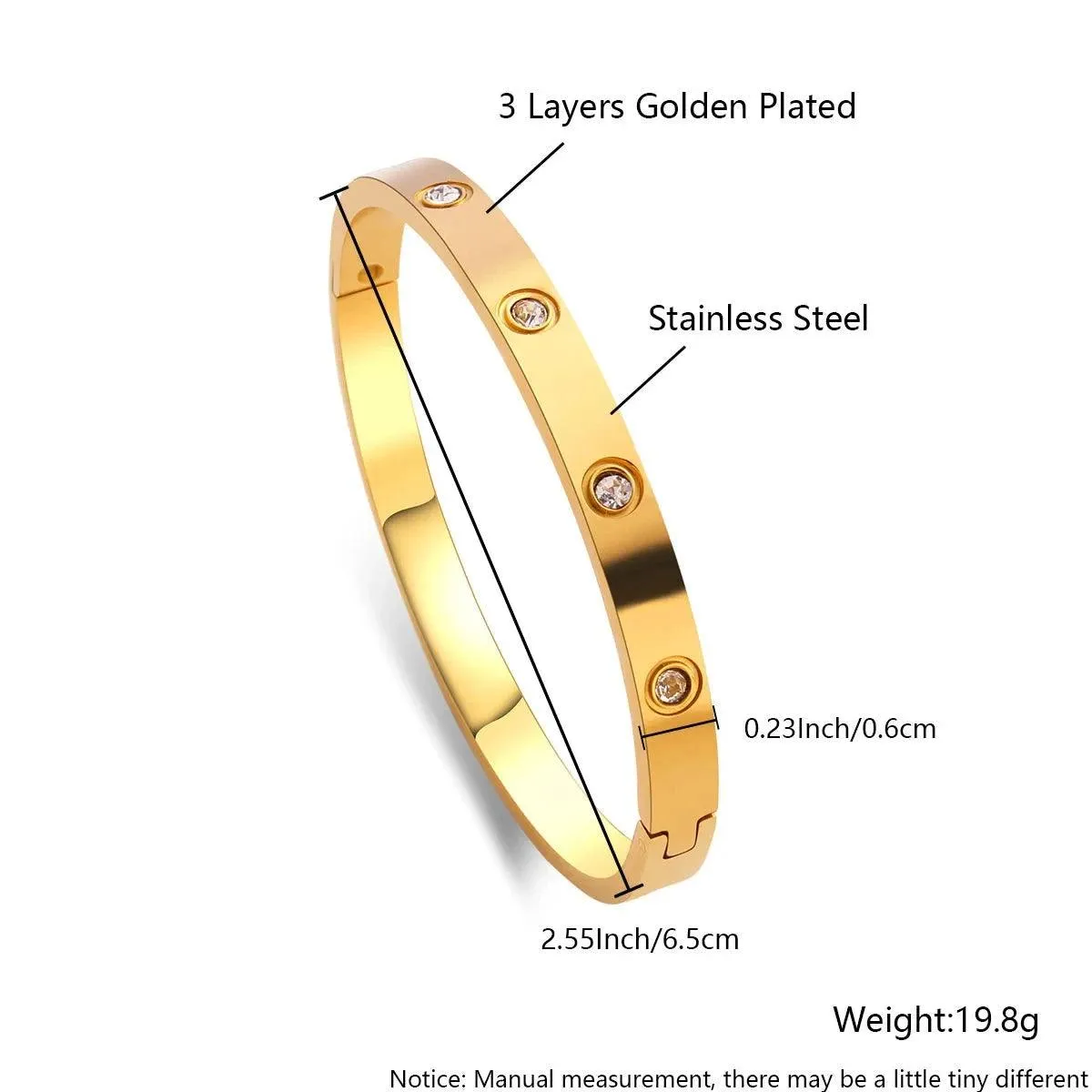 Bracelets Charm Jewelry - Golden Plated - Wide Opening Bangles - Roman Numeral - TSJ22