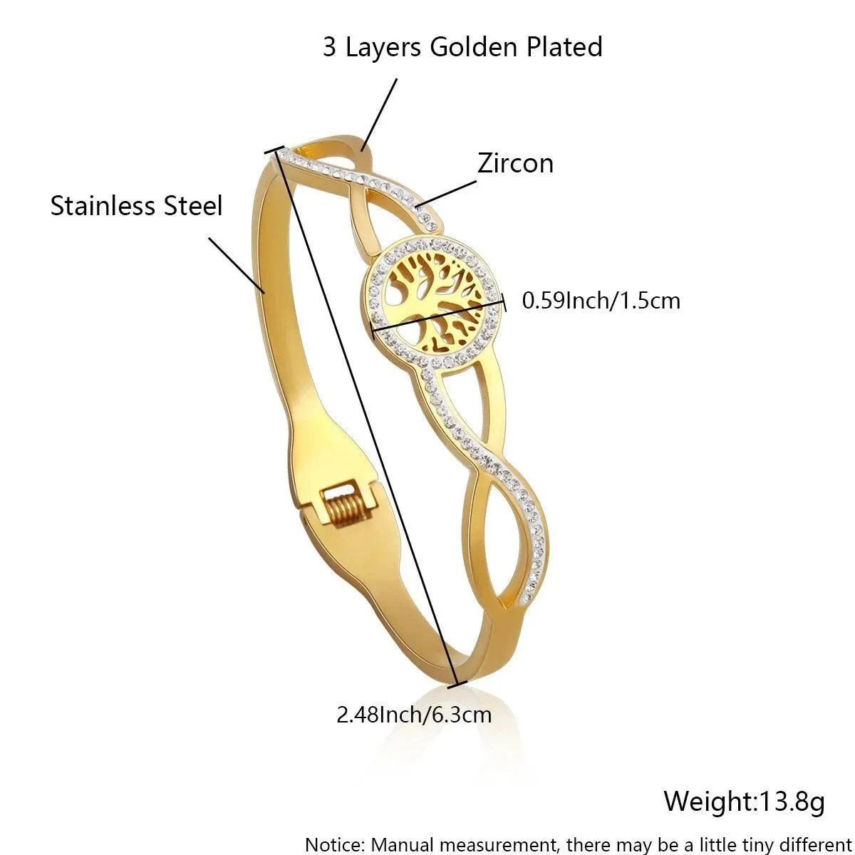 Bracelets Charm Jewelry - Golden Plated - Wide Opening Bangles - Roman Numeral - TSJ22