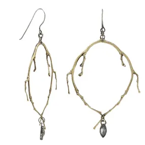 Brass Branch Large Hoop Dangle Earrings by Sasha Walsh