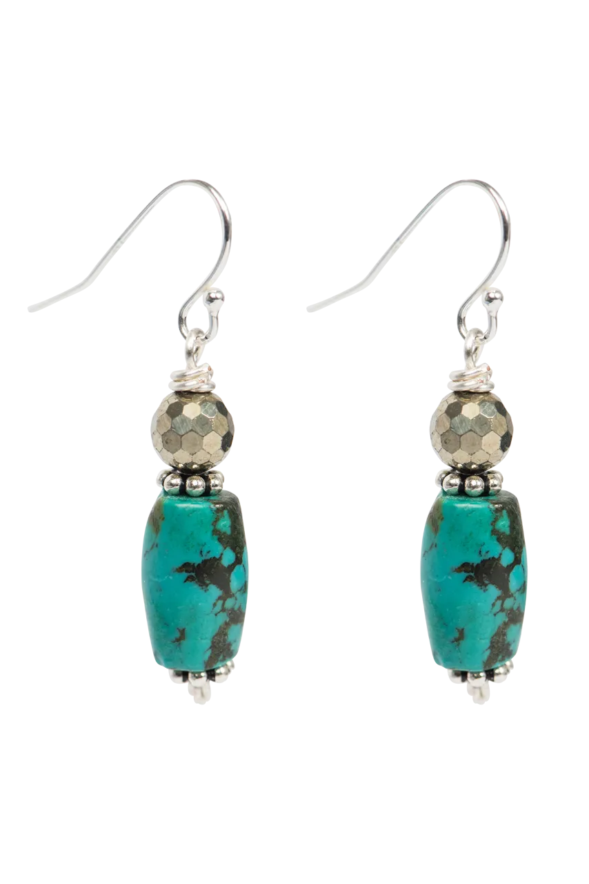 Breathe Deep Barrel Turquoise Earrings