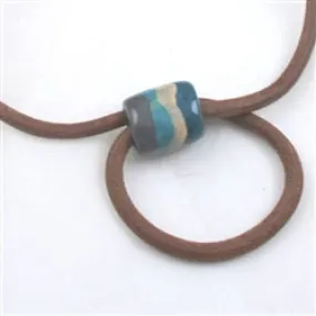 Brown Leather Necklace Kazuri Bead Focus Accent