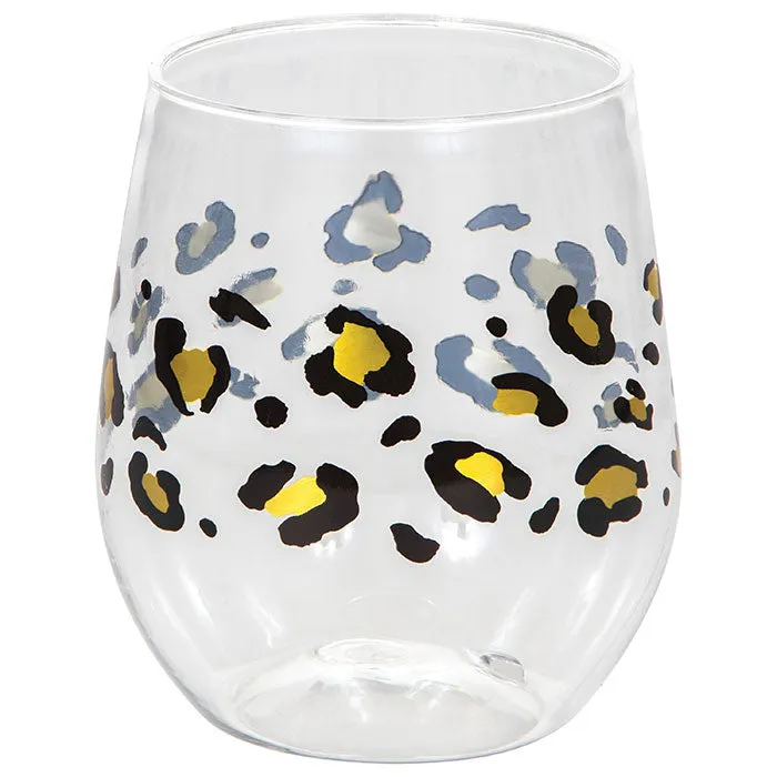 Bulk Leopard Plastic Stemless Wine Glasses (6 per Case)