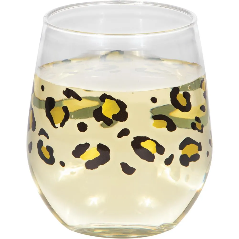 Bulk Leopard Plastic Stemless Wine Glasses (6 per Case)