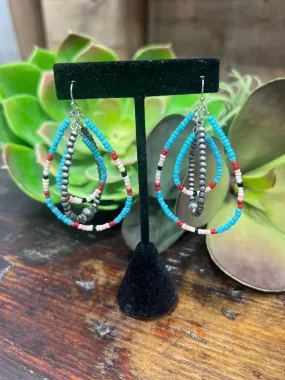 Burnet Turquoise Beaded Teardrop Earrings