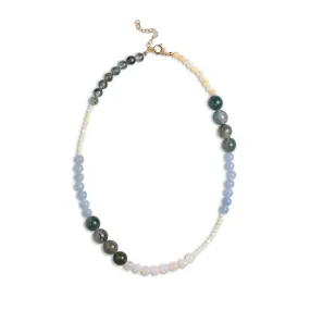 Carli Necklace - Light yellow, Kaki Green, Light Blue and Peach