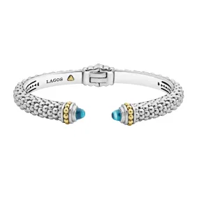 Caviar Color Swiss Blue Topaz Cuff Bracelet | 8mm