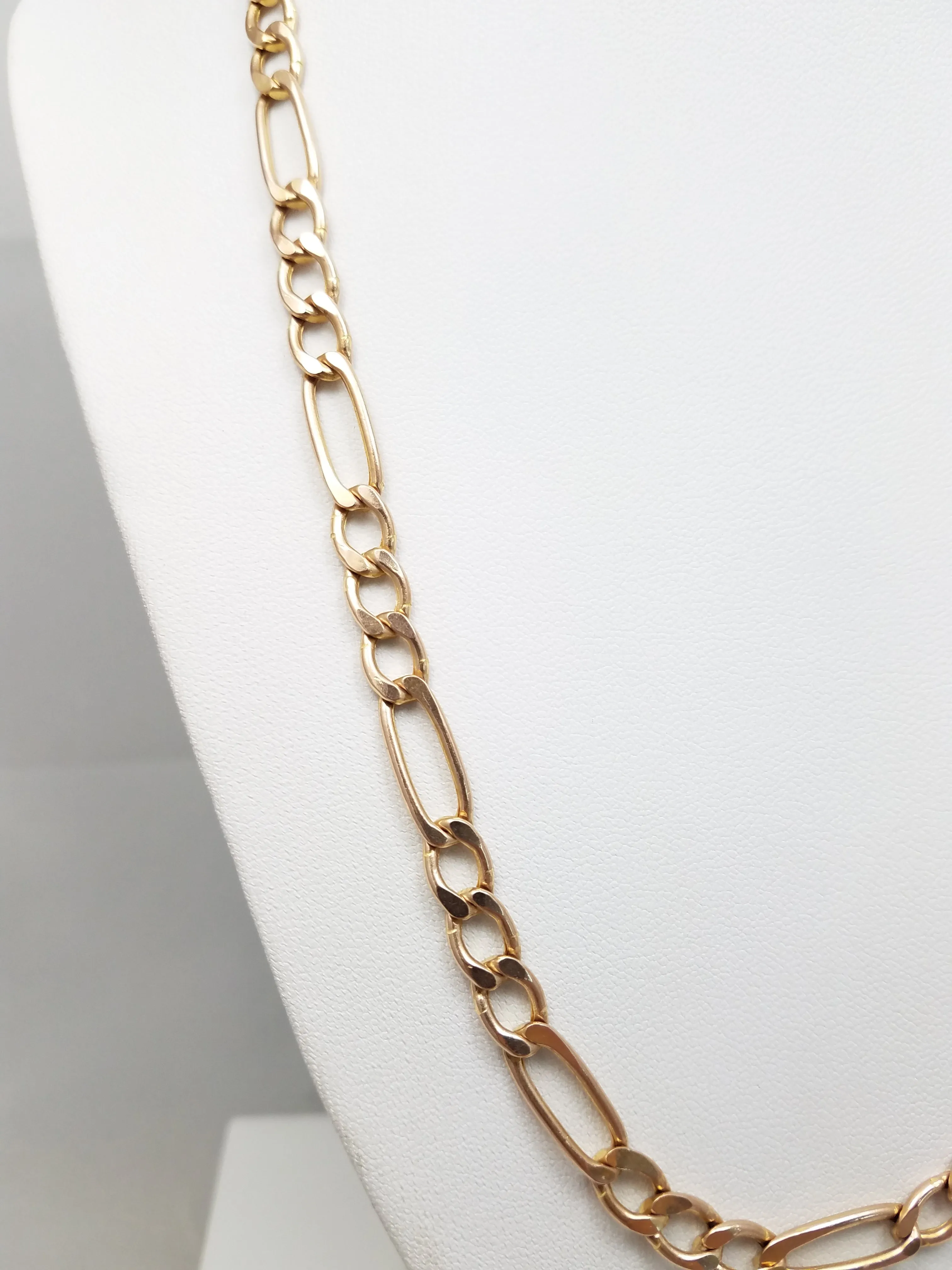 Classic 10k Yellow Gold Hollow Figaro Link 20" Necklace