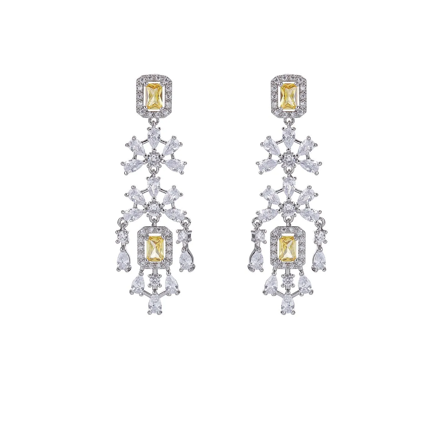 Classic Cubic Zircon CZ Royal Earrings for Wedding, Crystals Dangle Earring for Bride, Women Girl Birthday Party Jewelry CE11372