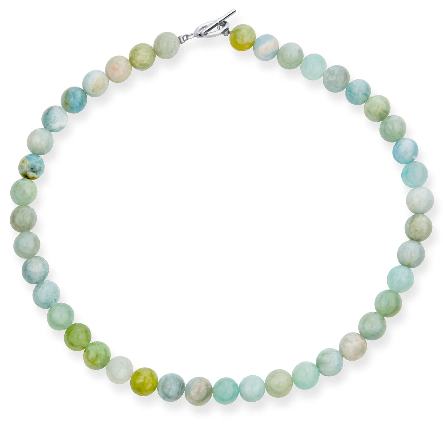 Classic Multi-Color Gemstone Bead Strand Necklace with Toggle Clasp 16-20 Inch