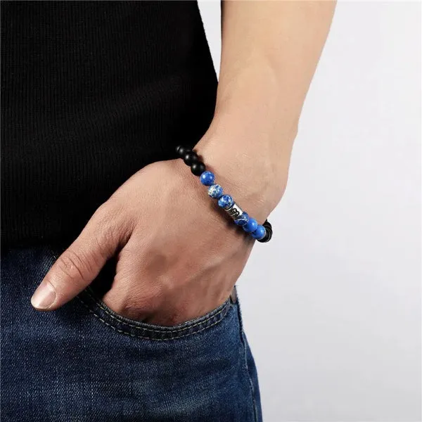 Classy Men Libra Blue Beaded Zodiac Bracelet