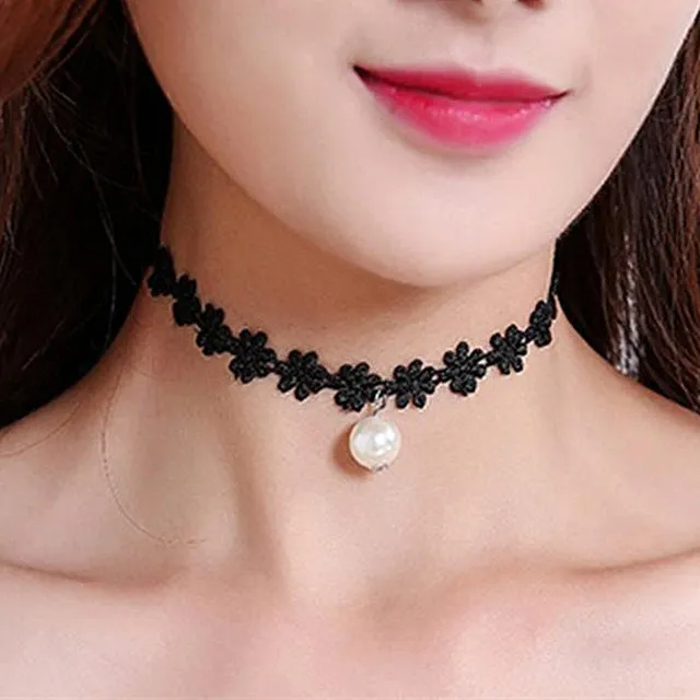 Clavicle kolye New Hot Men Short Vintage Punk Lace Leather Crystal Tattoo Necklace Gothic Bijoux Pendants Women Jewelry Choker