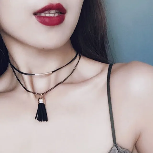 Clavicle kolye New Hot Men Short Vintage Punk Lace Leather Crystal Tattoo Necklace Gothic Bijoux Pendants Women Jewelry Choker