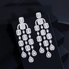 Clear Tassels Cubic Zircon  assels CZ Square Earrings,CZ Dangle Earring for Wedding, Women Dinner Accessories Jewelry SZE0425