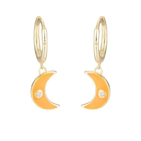 Colourful Moon with Zircon Silver Drop Earrings for Women