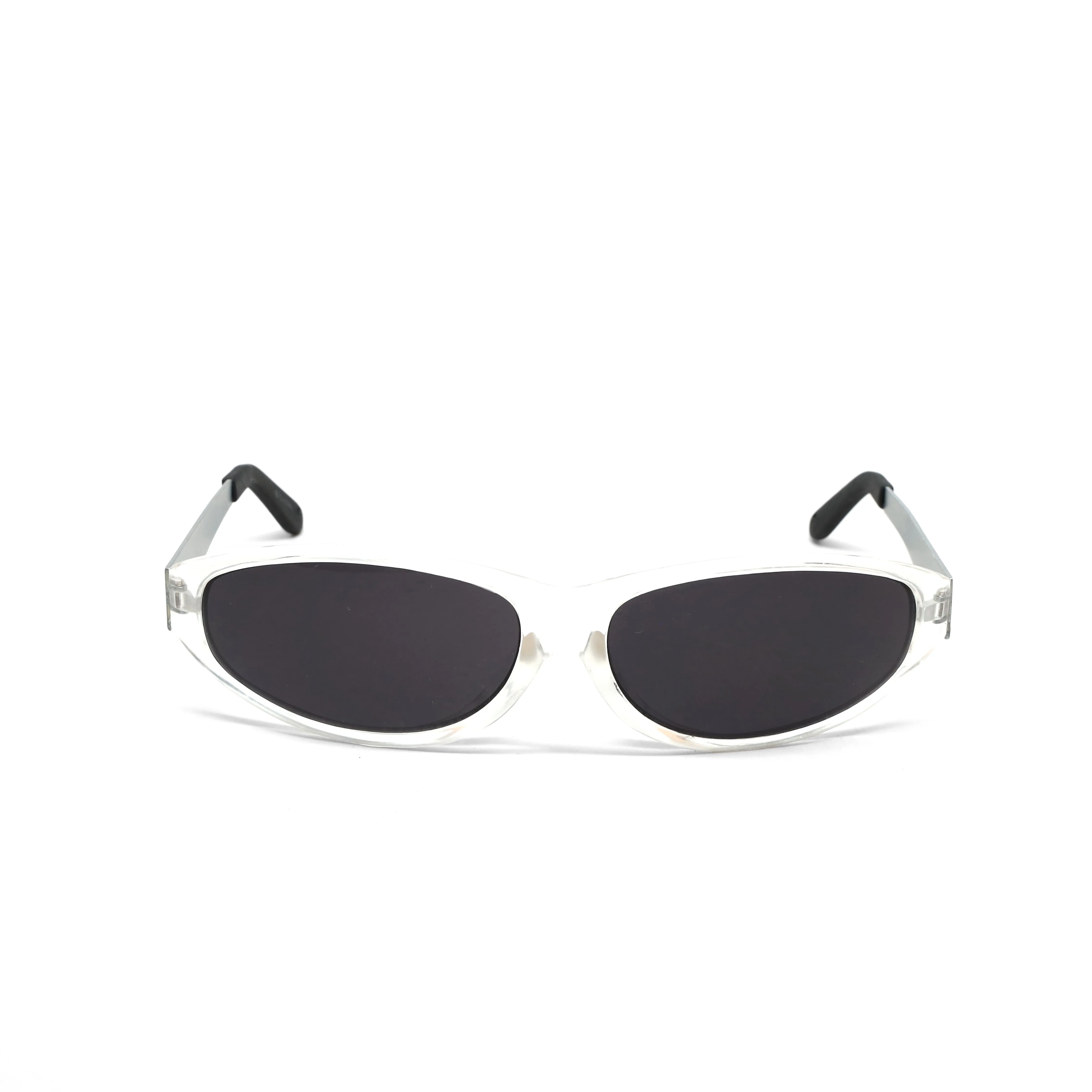 Concept 3 Dual Metal 2000s Metal Wraparound Sunglasses - Clear