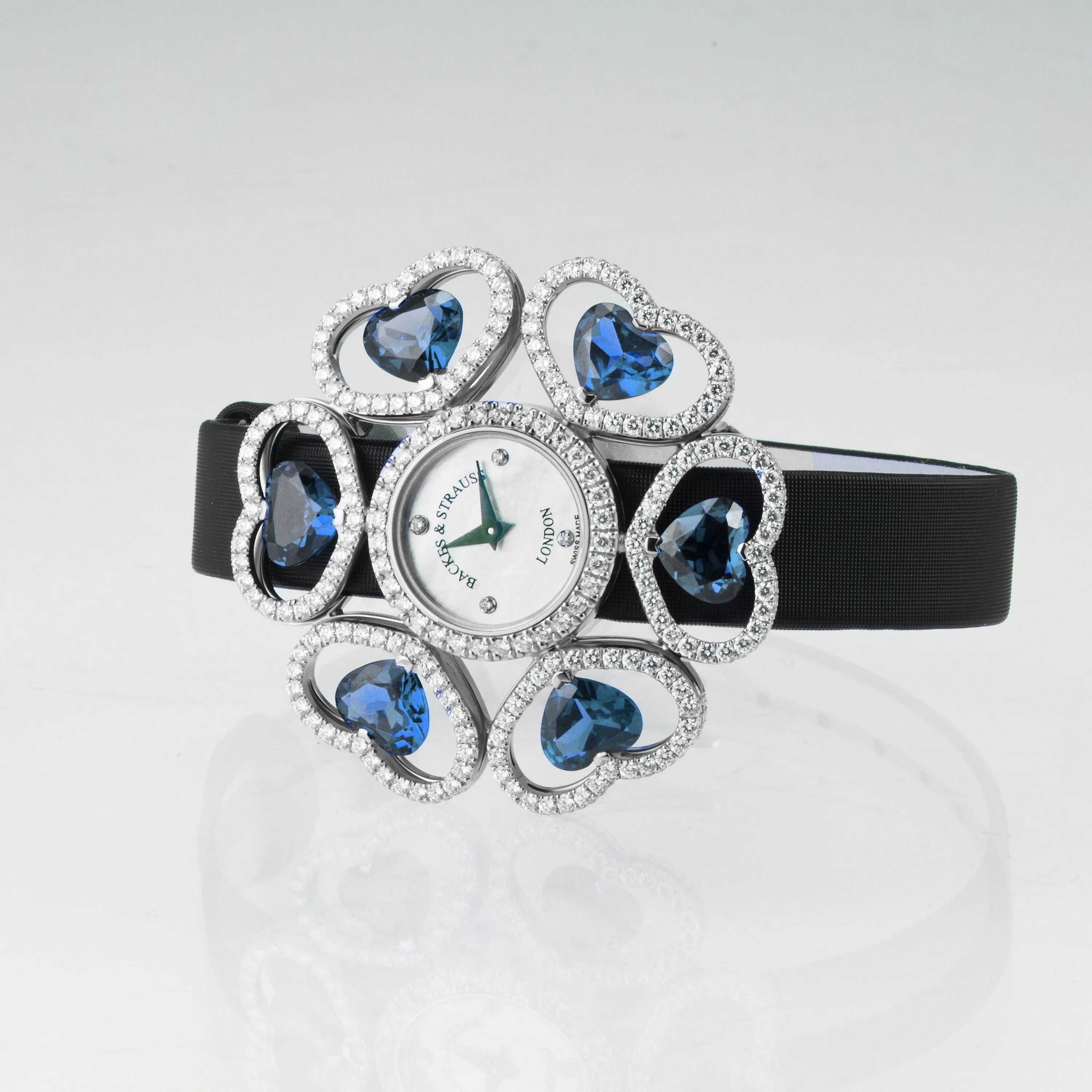 Countess Victoria London Blue Luxury Diamond Watch for Women - 36 mm White Gold - Backes & Strauss