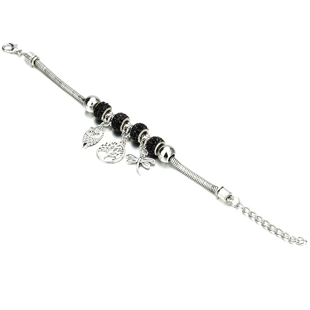 Crown Key Lock Vintage Bracelet For Women with Glass Beads