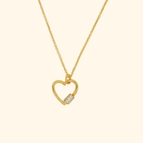 Crystal Heart Lock Necklace