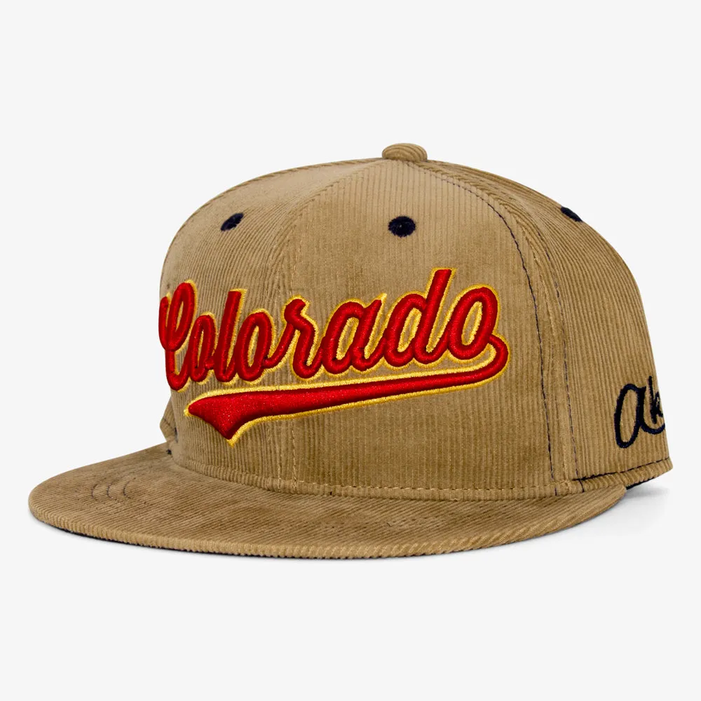 Cursive Colorado Corduroy Snapback Hat