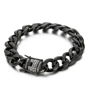 Custom Titanium Steel Dragon Beard Buckle Bracelet and Necklace for Men with Zircon Accents