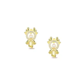 Cute Deer with Zircon and Pearl Silver Studs Earrings for Women