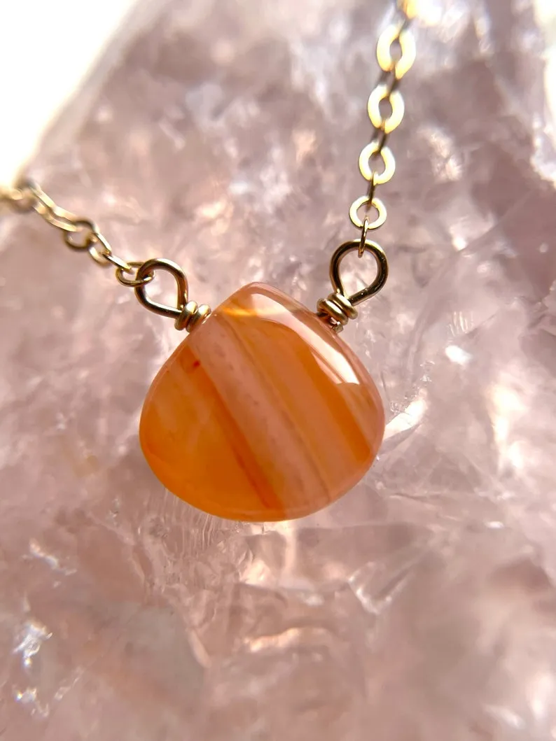 Dainty Carnelian Gemstone Necklace - Sacral Chakra Pendant Necklace - Orange Stone Necklace - Healing Necklace - Gift For Women