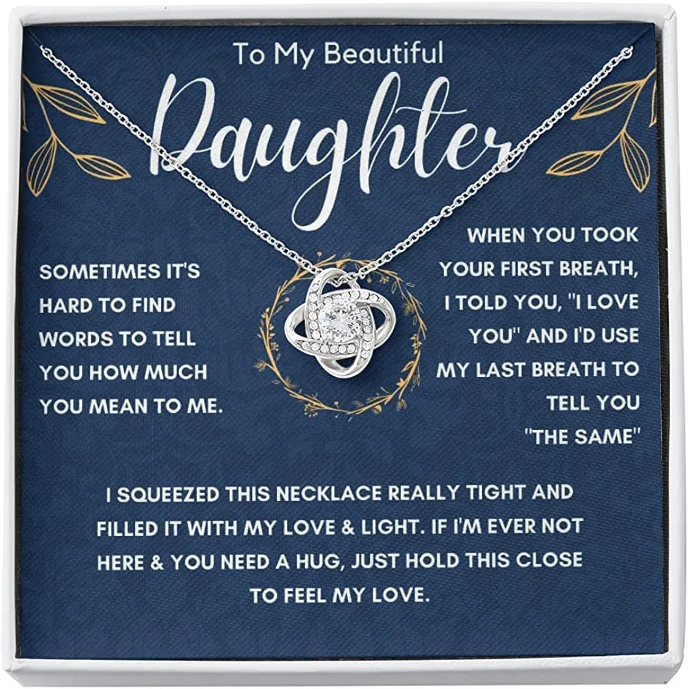 Daughter and Bonus Daughter Necklace, To My Daughters Necklace, Love Knot Jewelry Gift