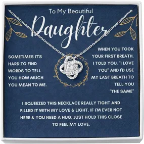 Daughter and Bonus Daughter Necklace, To My Daughters Necklace, Love Knot Jewelry Gift