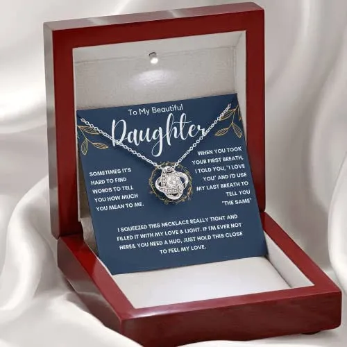 Daughter and Bonus Daughter Necklace, To My Daughters Necklace, Love Knot Jewelry Gift