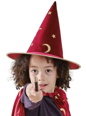 Deluxe Burgundy Velvet and Gold Kids Magician Hat