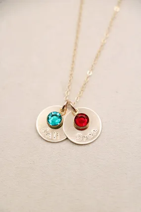 double drop necklace with large birthstone {gold}