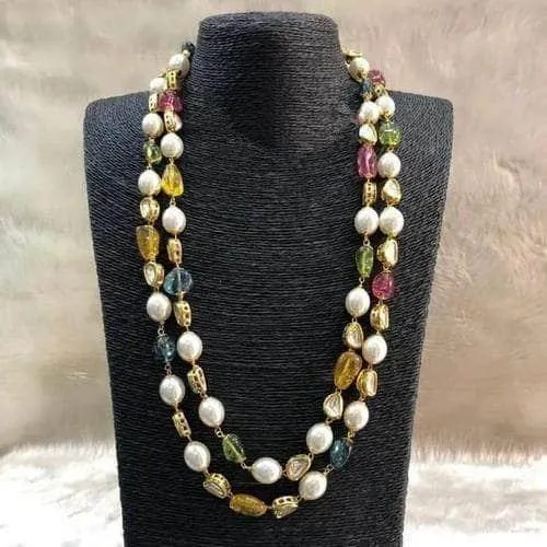 Double Layered Multi Stone Necklace