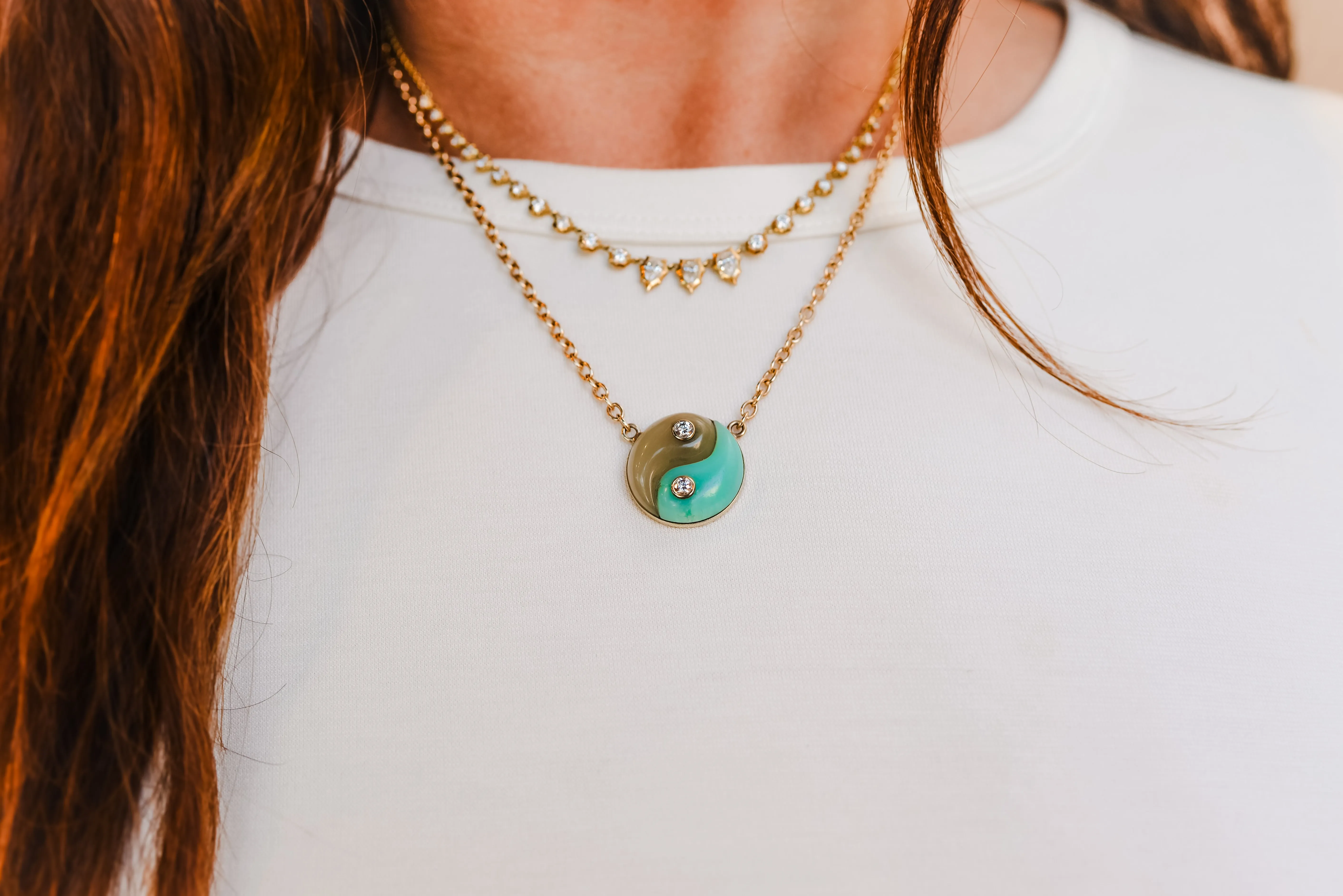 Double the charm, double the balance—this chrysoprase and ye...