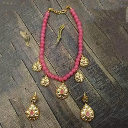 Drop Antique Beads Necklace And Earring Set