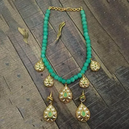 Drop Antique Beads Necklace And Earring Set