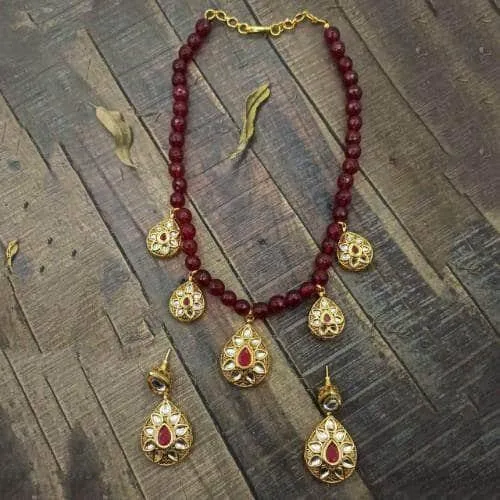 Drop Antique Beads Necklace And Earring Set