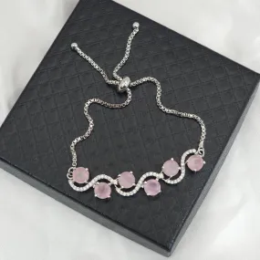 Eena Adjustable Silver Pink Chain Bracelet