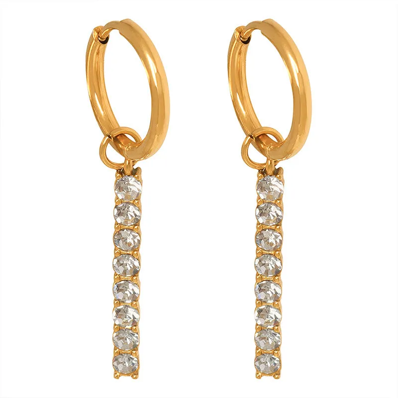 Elegant 18K Gold Plated Zircon Square Earrings for Women