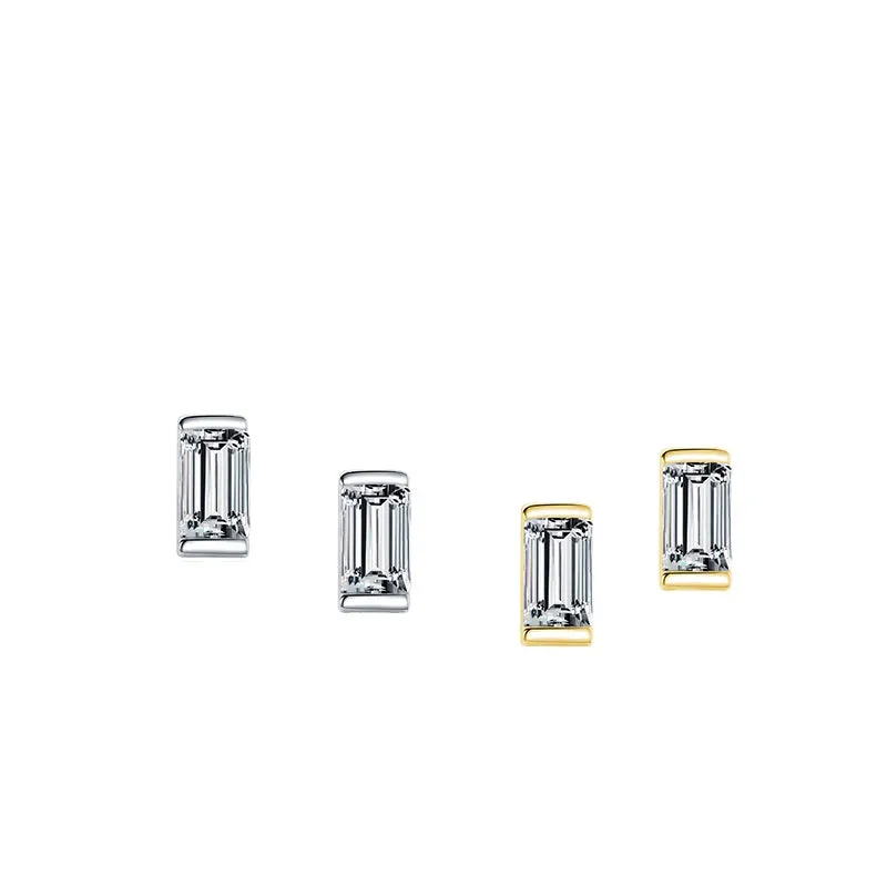 Emerald Cut Zircon Earrings in Sterling Silver for Women